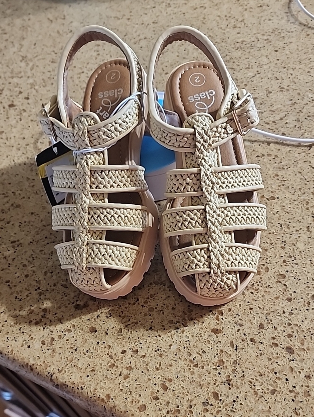 art class Braided Tan/Beige Kids Sandals with Buckle NWT.